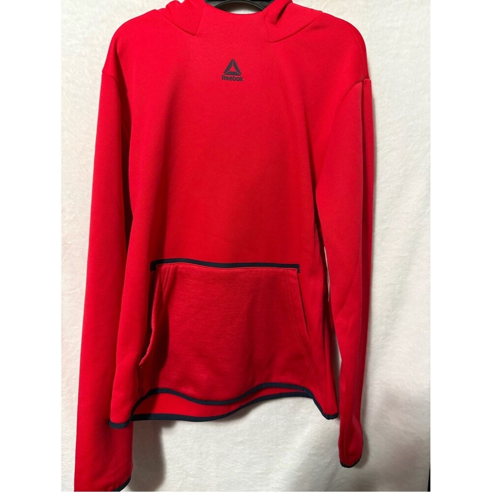 Reebok Red Hooded Pullover with Contrast Trim